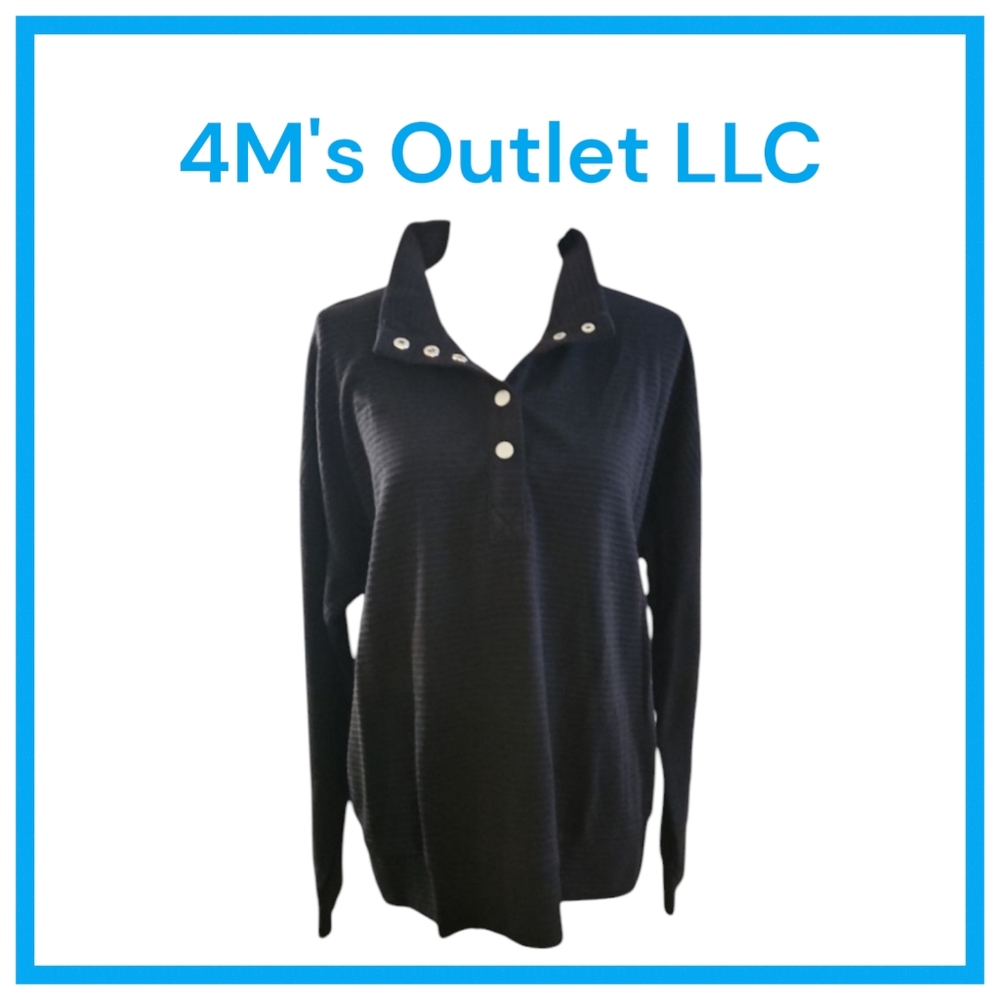 Women's Long Sleeve Shirts Henley V-Neck Pullover Tops Ribbed Knit Buttons Down